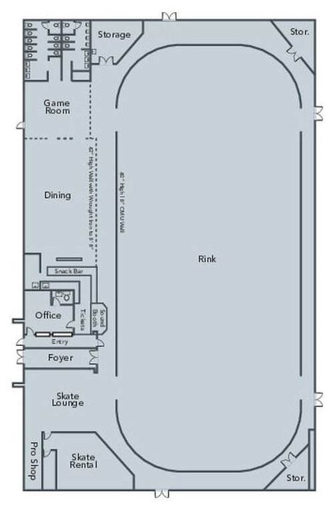 Ice Rink Floor Plan, Skating Rink Business, Roller Rink Interior, Indoor Roller Skating Rink, Roller Skating Rink Floor Plan, Roller Skate Design Ideas, Roller Skating Rink Design Ideas, Sims 4 Skating Rink, Skating Rink Design