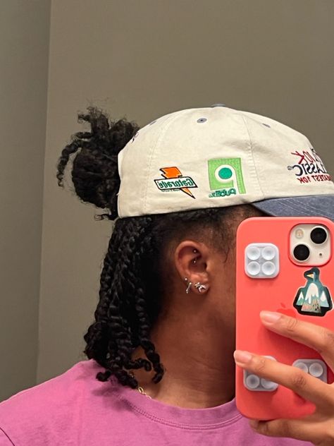 Mini Twists Ponytail, Girl With Cap Aesthetic, Hairstyle With Hat, Pose Studies, Hair With Hat, Mini Twists Natural Hair, Locs Journey, Short Twists, Locs Styles