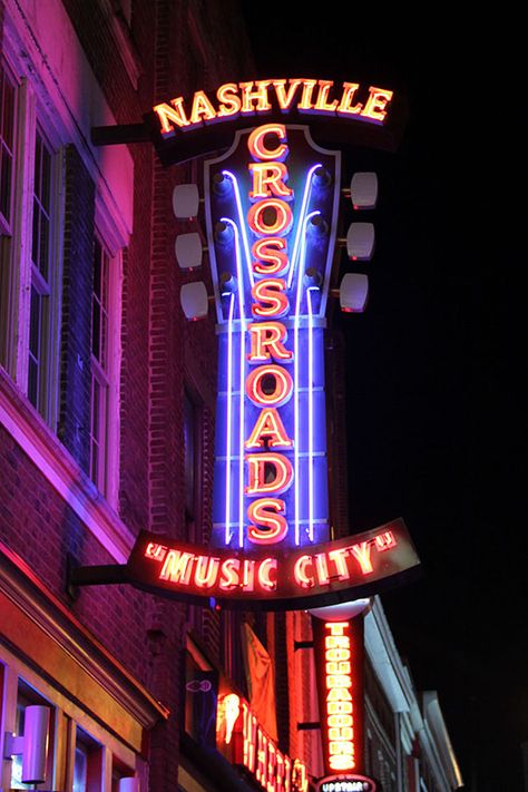 Broadway In Nashville, Nashville Tattoo, Memphis Tennessee, Music City, Neon Lights, Neon Lighting, Vintage Signs, Wallpaper Quotes, In America