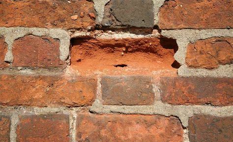 How to repair old brickwork | Real Homes Brick Repair Exterior, Repair Brick Wall, Brick Restoration, Brick Repair, Chimney Repair, Distressed Furniture Diy, Chicago Brick, Brick Face, Porch Landscaping