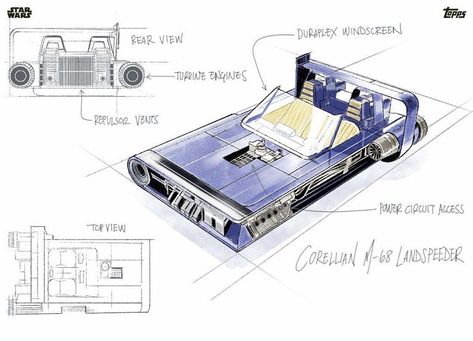 Topps SOLO: A Star Wars Story Trading Cards - Hans Speeder  #soloastarwarsstory #starwars #hansolo #hansolomovie #enfysnest #landocalrissian #lando #qira #millenniumfalcon Alden Ehrenreich, Star Wars Illustration, Moebius Art, Solo A Star Wars Story, Lando Calrissian, Star Wars 2, 2018 Movies, Star Wars Day, Production Design