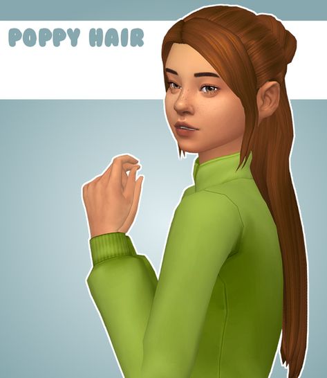 - ̗̀ Poppy Hair ̖́- | stephanine on Patreon Cc Hair, Play Sims 4, Play Sims, Sims 4 Characters, Sims Hair, Sims4 Cc, Cc Sims, Ts4 Cc, Long Straight Hair