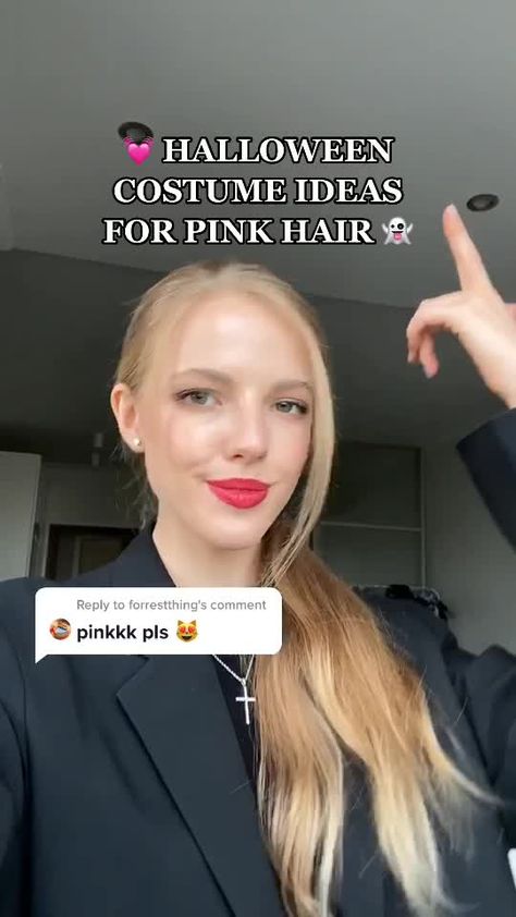 Marie Kitsóva(@mariekitsova) on TikTok: Halloween ideas for pink hair/wig 💓👻 which one is your fave? #halloween2020 #halloweencostumeideas #pinkhair #halloweencostumes #halloweenideas2020 Pink Hair Movie Characters, Hot Pink Hair Outfit Ideas, Halloween Costume Ideas With Pink Hair, Costume Ideas With Pink Hair, Costumes For Pink Hair, Halloween Costumes With Wigs Women, Pink Haired Halloween Costumes, Costume With Pink Wig, Halloween Pink Hair Costume