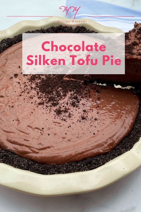 Deep, dark chocolate flavors plus the combination of silky + crunchy textures make this plant-based Chocolate Tofu Silken Tofu Pie recipe crave-worthy! Chocolate Tofu Pie, Silken Tofu Chocolate Pie, Silken Tofu Recipes Dessert, Tofu Chocolate Pie, Tofu Silken, Tofu Pie, Lighter Meals, Tofu Dessert, Chocolate Pie Filling