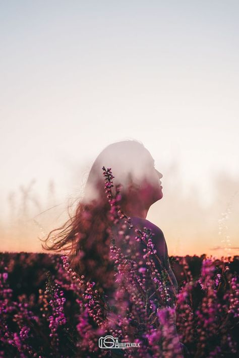 Double Exposure Photo, Purple Heather, Double Exposure, The Purple, Creative Photography, Heathers, Natural Landmarks, Van, Purple