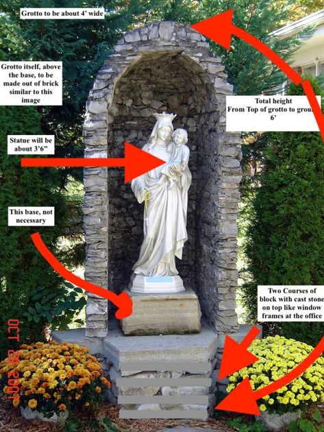 Marian Grotto Marian Grotto, Pavers Landscaping, Grotto Ideas, Marian Garden, Grotto Design, St Joseph Catholic, Sacred Garden, Prayer Garden, Chapel Veil