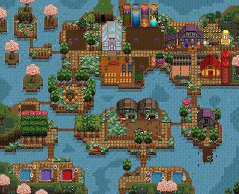 Stardew Farms, Stardew Valley Layout, Stardew Valley Tips, Valley River, Stardew Valley Farms, Stardew Valley Fanart, Farm Plans, Farm Layout, Switch Nintendo