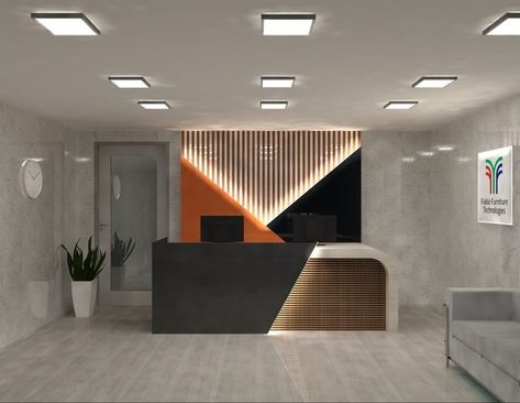 Showroom Back Wall Design, Showroom Counter Design Reception Desks, Counter Back Wall Design Shop, Reception Area Back Wall Design, Showroom Cash Counter Back Wall Design, Corporate Office Reception Area Design, Office Counter Design Modern, Counter Back Wall Design, Modern Reception Counter Design