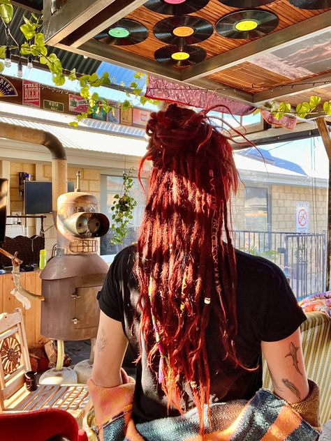 Dreads Red Hair, Red Hair Dreadlocks, Dreadlock Aesthetic, Dreads Aesthetic, Long Hippie Hair, Dreads Women, Celtic Dreads, Dread Journey, Red Dreadlocks