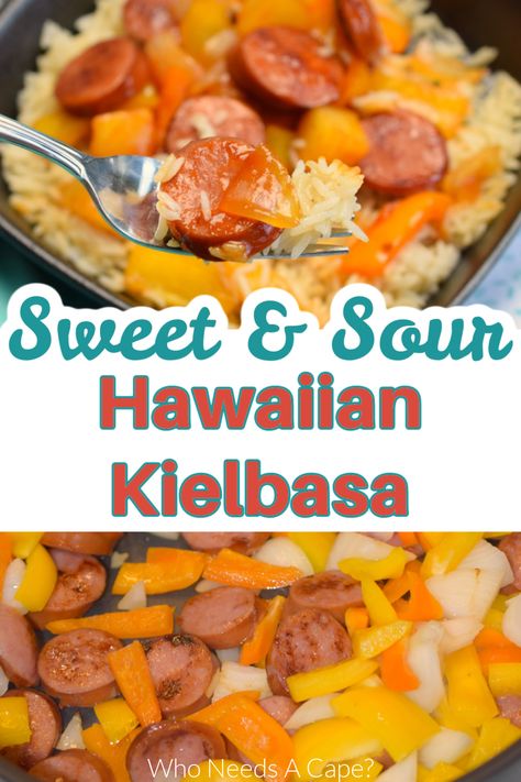 Keilbasa Recipes Hawaiian, Dinner Recipes With Sweet Peppers, Kielbasa And Pineapple Recipes, Keilbasa Recipes With Pineapple, Kielbasa Pineapple, Kielbasa Sweet And Sour, Keilbasa Stir Fry, Hawaiian Kielbasa Recipes, Hawaiian Kielbasa