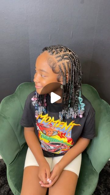 Knotless Box Braids For Little Kids, Kid Boho Knotless Braids, Kids Boho Knotless Braids, Boho Braids For Kids, Medium Knotless Braids With Beads, Box Braids Kids, Knotless Plaits, Plaits Braids, Dream Hairstyles