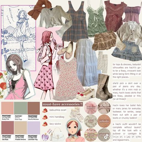 Nana Komatsu Style, Hachi Nana Aesthetic, Hachi Nana Outfits Inspired, Nana Style Fashion, Hachi Clothes, Nana Anime Hachi, Nana Hachi Outfit, Hachi Nana Outfits, Nana Komatsu Anime