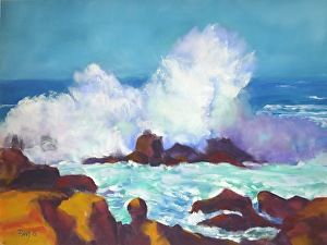 Sheer Power by Pam Sawyers in the FASO Daily Art Show Carmel Beach, Arts Stream, Impressionist Art, Seascape Paintings, Diy Art Painting, Daily Art, Monterey, Antique Art, Art Show