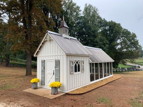 Chicken Coop With Metal Roof, Chicken Coop Tile Floor, Board And Batten Chicken Coop, Barnstyle Houses, 10x10 Chicken Coop Plans, 10x10 Chicken Coop, Storage Shed Chicken Coop, Field Garden, Metal Chicken Coop