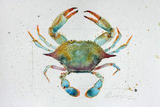 Blue crab ~ artist Clair Hartmann  #South #Southern Blue Crab Watercolor, Blue Crabs Art, Crab Watercolor, Crab Painting, Blue Crabs, Crab Art, Blue Crab, Daily Painting, Watercolor Inspiration