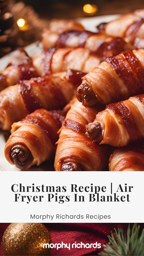 Ingredients: 
8 rashers smoked or unsmoked streaky bacon
8 pork chipolatas Pigs In A Blanket Recipe With Bacon, Pork Chipolatas, Pigs In Blanket, Streaky Bacon, Recipe Air Fryer, Pigs In Blankets, Air Fryer Recipe, Christmas Recipe, Pigs In A Blanket