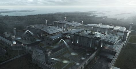 Prison Design, Sci Fi Base, Twd Oc, Bunker Home, Sci Fi Architecture, Post Apocalyptic Art, Environment Props, Apocalypse Art, Hospital Interior