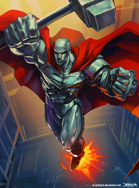 Steel. by el-grimlock Steel Dc Comics, Steel Dc, Comic Superman, Black Heroes, Superman Artwork, Sneak Attack, Superman Family, Dc Comics Heroes, Univers Dc