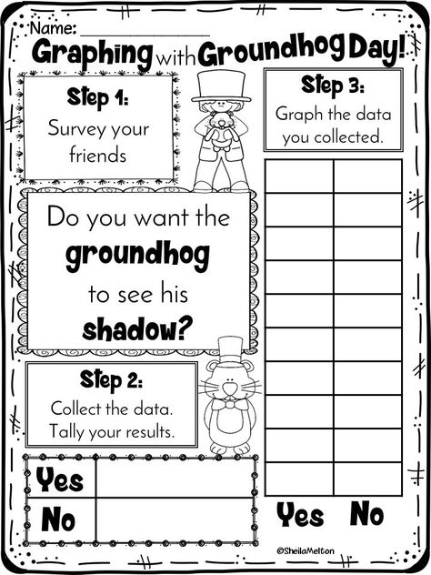 Groundhog Day Graphing FREEBIE! Groundhog Day Worksheets, Crafts For Students, Polar Express Day, Polar Express Activities, Prek Christmas, Groundhog Day Activities, December Ideas, Polar Express Party, December Activities