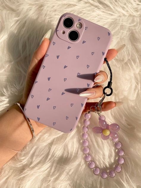 Sparkly Phone Cases, Purple Phone Case, Diy Phone Case Design, Apple Iphone Accessories, Produk Apple, Pink Phone, Girly Phone Cases, Iphone Obsession, Beaded Lanyard