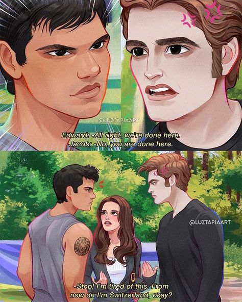 Jacob X Edward Fanart, Jacob X Edward, Twilight Doodles, Twilight Comic, Twilight Fan Art, Twilight Fanart, Luz Tapia Art, Twilight Oc, Twilight Fandom