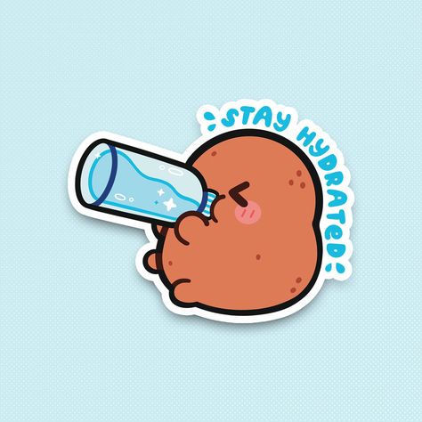 Place this adorable sticker on your water bottle, laptop, sketchbook and more! ✦ ITEM DESCRIPTION ✦ ✿ 2.5 inch Glossy Vinyl Sticker ✿ Colors may vary on screen vs in person ✿ All stickers are shipped using USPS First Class Letter Mail. This option does not come with tracking.  Please contact me if you have any problems with your order! Potato Sticker, Liv Pure, Sticker Cute, Stay Hydrated, Cute Stickers, San Jose, Potato, Vinyl Sticker, Water Bottle