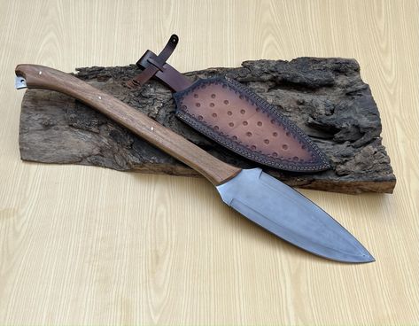 BRAND NEW                                     CUSTOM HANDMADE HIGH CARBON STEEL SPEAR                                    HANDLE MATERIAL AWESOME OLIVE WOOD WITH                                    BRASS PINS                                             Overall Length :25.00 Inches                                             Blade Length   :10.00 Inches                                        Blade Thickness    :5-6 mm                           BLADE                          High Carbon Steel blade...                          Hardness of the blade of this Spear Knife is HRC 57-60.             SHEATH                                  Well Hand Stitched Leather Sheath                                                   QUALITY STANDARDS  Our Damascus blades are made from high quality non-stainless Birthday Gifts For Father, Prince Nuada, Brass Pins, Father Birthday Gifts, Special Symbols, Stitching Leather, Knife Making, Leather Sheath, High Carbon Steel