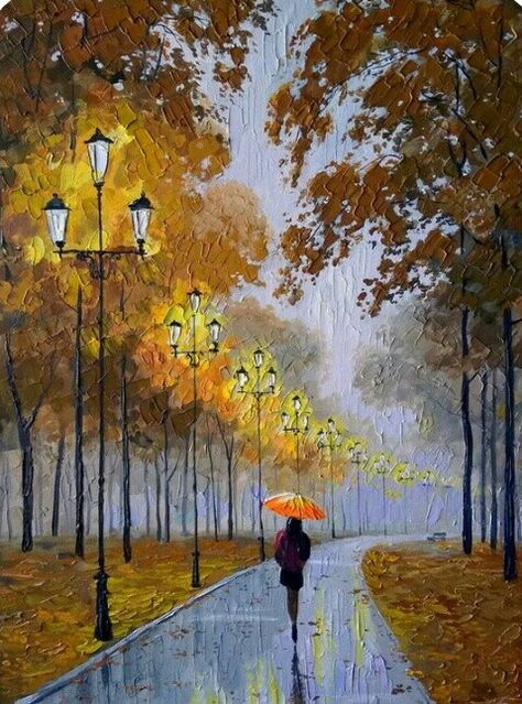 Sunset Canvas Painting, Acrylic Portrait Painting, Leonid Afremov, Watercolor Paintings Nature, Rain Painting, Umbrella Art, Deco Nature, Angel Painting, Art Painting Gallery