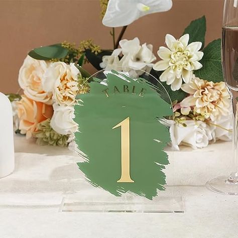 Green Painted Arch, Arch Wedding Decor, Painted Arch, Sage Green Paint, Acrylic Table Number, Acrylic Signage, Acrylic Signs, Arch Wedding, Acrylic Cake Topper