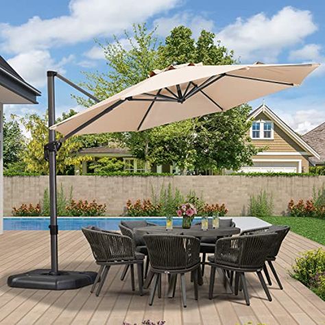 Limited-time deal: PURPLE LEAF 11 Feet Patio Umbrella Outdoor Cantilever Round Umbrella Aluminum Offset Umbrella with 360-degree Rotation for Garden Deck Pool Patio, Beige Deck Pool, Umbrella Outdoor, Garden Deck, Offset Umbrella, Deck Garden, Pool Decks, Pool Patio, Lawn Garden, Patio Garden