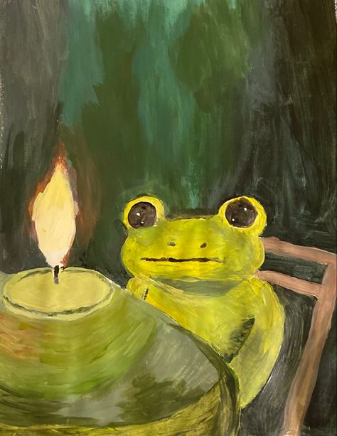 Frog Oil Painting, Arson Frog, Frog Painting, Frog Drawing, Oil Pastel, Oil Painting, Pastel, Drawings, Blue