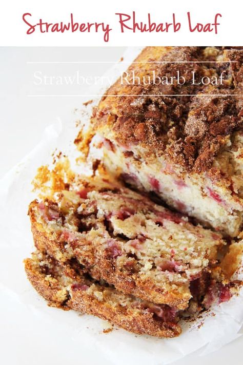 Rhubarb Loaf, Strawberry Rhubarb Muffins, Strawberry Rhubarb Recipes, Cinnamon Swirl Cake, Rhubarb Bread, Cinnamon Loaf, Rhubarb Muffins, Strawberry Rhubarb Jam, Strawberry Rhubarb Crisp