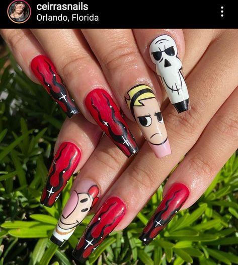 Bandana Nails, Cartoon Nail Designs, Oval Nails Designs, Home Nail Salon, Halloween Acrylic Nails, Neon Nails, Oval Nails, Cute Nail Art, Nail Art Inspiration