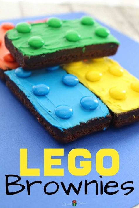 Lego Recipes, Brownie Deserts, Ninjago Birthday, Lego Birthday Party, Lego Birthday, Lego Minecraft, Lego Party, Fun Kids Food, Lego Friends