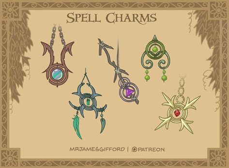 James Gifford on Instagram: “Spell Charms: Though sorcerers can bend and weave magic to their will, others must rely on charms to enhance their spells. These charms…” Dnd Sorcerer Art, James Gifford, Time And Patience, Dnd Items, Magic Charms, Dungeon Master's Guide, D D Items, Super Powers Art, Writing Fantasy