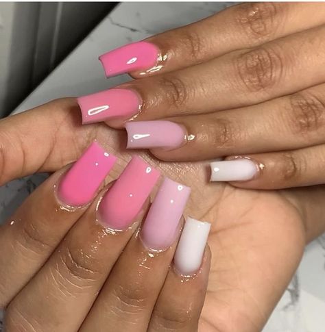 Pink And White Nails Medium Length, Nails Acrylic Pink Powder, Shirt Acrylic Nails Square Designs, Cheap Nail Designs Acrylic, Solid Color Nail Sets, Extra Acrylics, Cute Short Nail Sets Summer, Gel Color Ideas, Shorties Nails Square Design