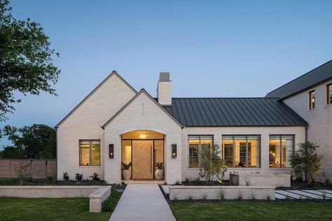 A Modern White Brick Dream Home with Clever Colorful Accents - Becki Owens Becki Owens Home Exterior, Becky Owens Design Exterior, White House With Limestone, Becki Owens Exterior, Natural White Brick House Exterior, Modern White Brick House Exterior, White Brick Modern House, Natural Brick House Exterior, Modern White Brick House