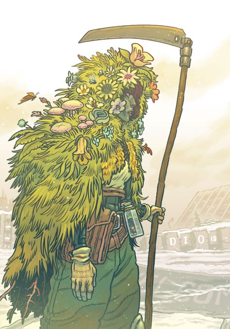 Druid Aesthetic Clothing Dnd, Herbalist Aesthetic Outfit, Scottish Druid, Dnd Character Design Druid, Druid Aesthetic Clothing, Fae Character Design Male, Green Character Design, Druid Character Design, Druid Oc