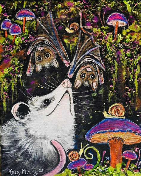 Cute Opossum Drawing, Possum Painting, Possum Art, Notebook Idea, Trash Pandas, Scream Art, Awesome Possum, Magical Woodland, Deer Art