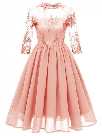 Shop for 2018 High Rise Floral Embroidered Mesh Dress in ORANGE PINK 2XL online at $34.45 and discover other cheap Summer Dresses at Rosegal.com Mobile Winter Cocktail Dress, Office Party Dress, Vestidos Pin Up, Chiffon Lace Dress, School Dances, Lace Bridesmaid Dresses, Evening Cocktail, Evening Party Dress, Fashion Woman