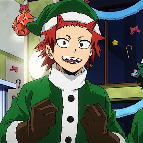 Manga Kirishima, Christmas Kirishima, Eijirou Kirishima Icon, Kirishima Christmas, My Hero Academia Eijiro Kirishima, Kirishima Pictures, Kirishima Pfp, Kirishima With Glasses, Bakugou Katsuki Fanart Cute