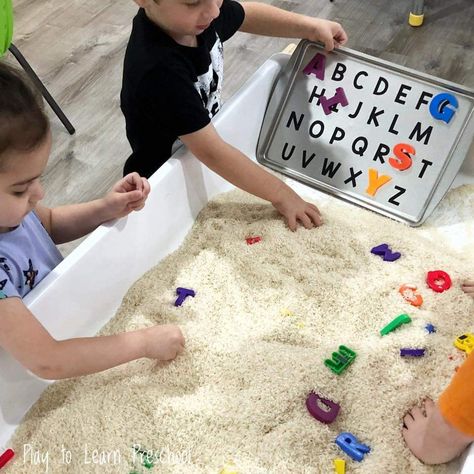 Letter Activities For Preschool, Kindergarten Sensory, Treasure Hunt For Kids, Sarah Walker, Activities For Preschool, Tuff Tray, Magnetic Letters, Preschool Literacy, Therapeutic Activities