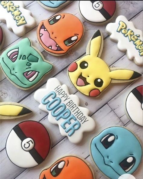 Pokemon Cupcakes, Pokemon Themed Party, Pokemon Birthday Cake, Pikachu Cake, Disney Cookies, Pokemon Cake, Pokemon Birthday Party, Birthday Themes For Boys, Pokemon Theme