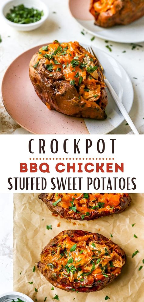 Bbq Chicken With Sweet Potatoes, Crock Pot With Chicken, Crockpot Sweet Potatoes, Bbq Sweet Potato, Sweet Potato Bbq, Potato Recipes Crockpot, Crockpot Bbq Chicken, Crock Pot Sweet Potatoes, Sandwich Buns