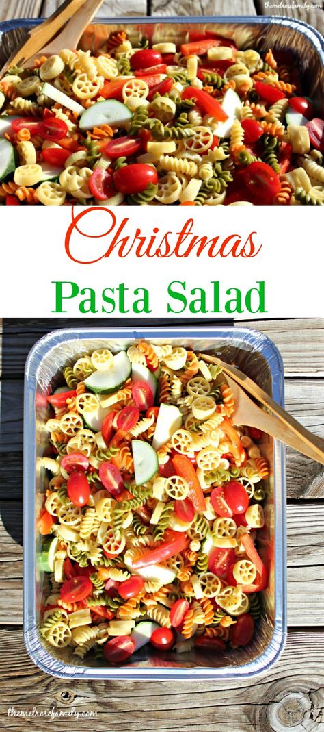 A bright and fresh Christmas Pasta Salad is the perfect dish to bring for a holiday gathering.  Just look at those gorgeous colors! Salads For Christmas Dinner, Salads For Christmas, Christmas Pasta Salad, Christmas Pasta, Christmas Potluck, Christmas Salad Recipes, Dinner Simple, Christmas Salads, Pasta Salads