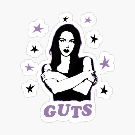 Get my art printed on awesome products. Support me at Redbubble #RBandME: https://www.redbubble.com/i/sticker/Olivia-Guts-by-xpressapparels/158164946.EJUG5?asc=u Olive Rodrigo, Olivia Rodrigo Guts, Olivia Rodrigo, World Tour, The Uk, Sticker Design, Decorate Laptops, Kiss Cut, Vinyl Decal Stickers