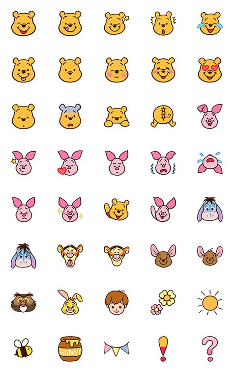 Emojis Winnie the Pooh – LINE Emoji | LINE STORE How To Draw Winnie The Pooh, Winnie The Pooh Doodles, Winnie The Pooh Stickers, Winnie The Pooh Tattoos, Winnie The Pooh Drawing, Disney Doodles, Cute Winnie The Pooh, Disney Emoji, Cute Disney Drawings