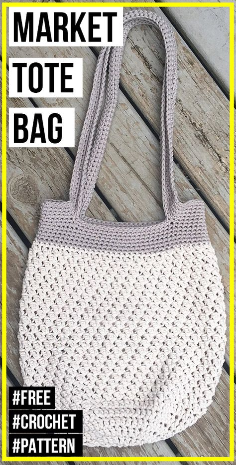 crochet Market Tote Bag free pattern #bag #crochet#freecrochetpattern via @shareapattern.com Market Tote Bag Pattern, Crochet Grocery Bag, Bag Free Pattern, Knitting Bag Pattern, Crochet Beach Bags, Crochet Market, Bags Patterns, Free Crochet Bag, Crochet Bag Pattern Free