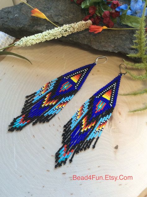 Native American Beading Tutorial, Hoop Earrings Diy, Beaded Chandelier Earrings, Beaded Earrings Native, Beaded Earrings Tutorials, Beaded Earrings Diy, Native American Beaded Earrings, Brick Stitch Earrings, Beaded Earrings Patterns