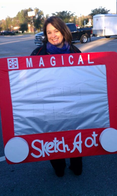 Etch A Sketch Costume, Christmas In Toyland Float Ideas, Christmas Trunk Or Treat Ideas, Trunk And Treat, Christmas Trunk Or Treat, Operation Shoebox, Decades Party, Christmas Car Decorations, Christmas Parade Floats